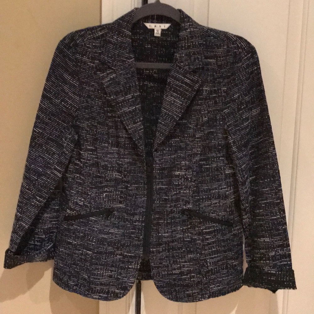 Cabi Blazer black with blue and white threading